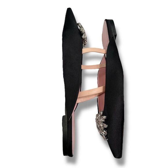 Piferi Black Satin Flats Pink Lining & Soles Embellishment Size 39 (US 8.5-9) - Picture 9 of 12